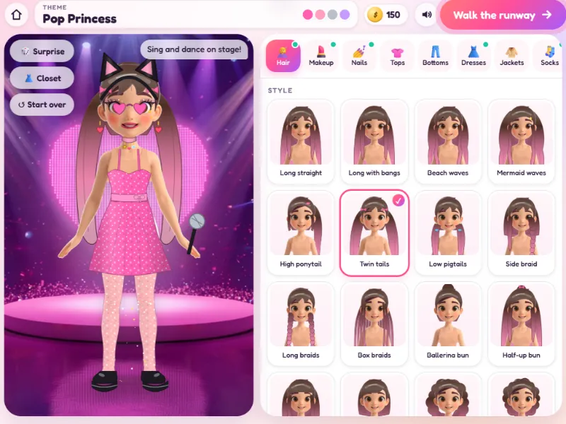 Minx Style Studio hair screen with a grid of hairstyles