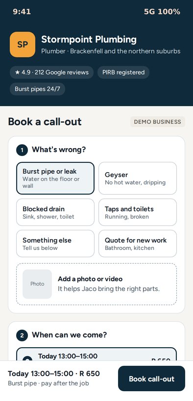 Booked from your link in MiBusiness