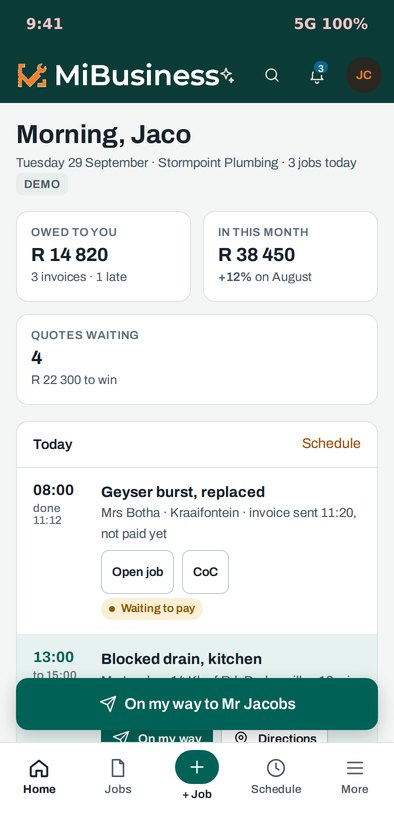 Your day on one screen in MiBusiness
